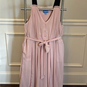 Vera Wang Pink Midi Sundress with V-Neck and Sleeveless Design